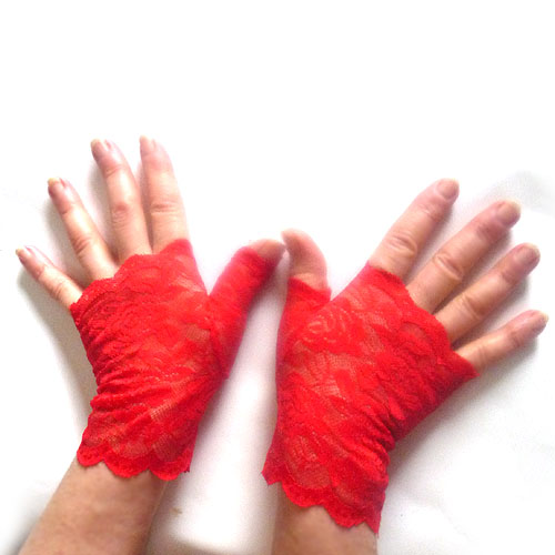 GUANTES DE ENCAJE SIN DEDOS 8275 COLOR ROJO TALLA NICA